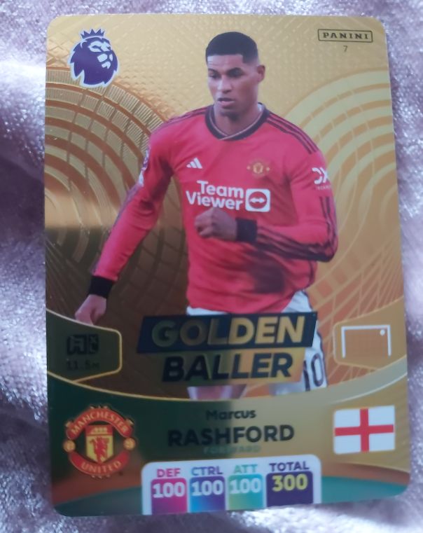 2024 Panini Adrenalyn XL Golden Baller #7 Marcus Rashford — front