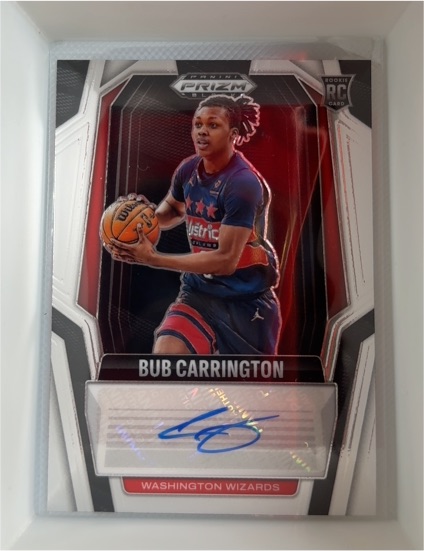 2024-25 Panini Prizm Black #Bub Carrington Rookie Auto Washington Wizards — front