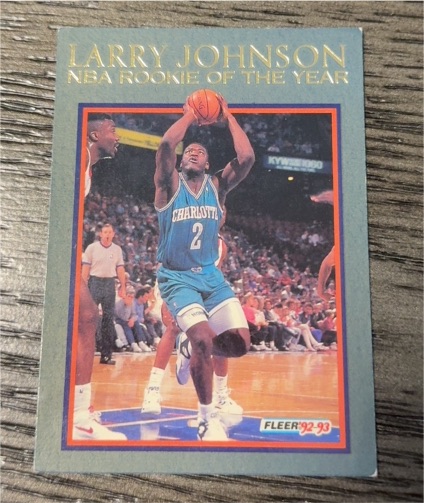 1992-93 Fleer #8 Larry Johnson NBA Rookie of the Year — front