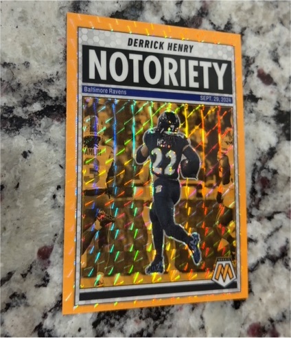 2025 Panini Mosaic #4 Derrick Henry Notoriety Orange Fluorescent — front