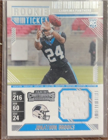 2024 Panini Contenders #RTS-JBS Jonathon Brooks Rookie Ticket Swatch Variation — front
