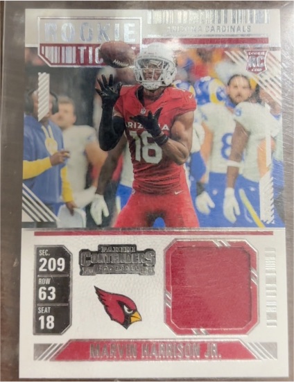 2024 Panini Contenders Rookie Ticket Swatches #RTS-MHJ Marvin Harrison Jr. — front