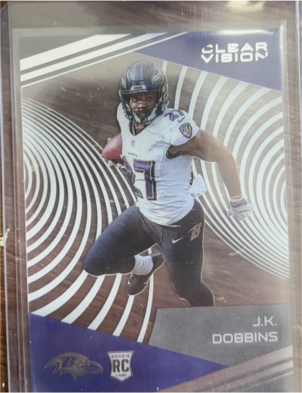 2020 Panini Chronicles #CV-6 J.K. Dobbins Clear Vision Rookies — front