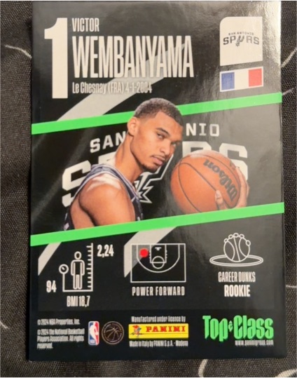 2024 Panini Top Class #1 Victor Wembanyama — front