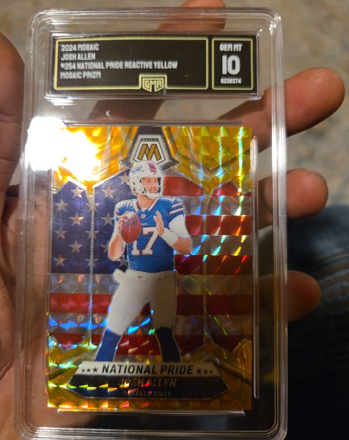 2024 Panini Mosaic #254 Josh Allen National Pride Reactive Yellow Mosaic Prizm — front
