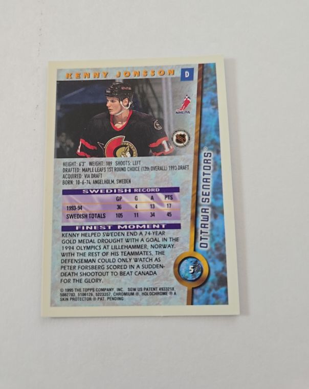 1995 Topps #5 Kenny Jonsson — front