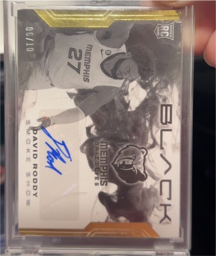 2022-23 Panini Black #SSS-DR David Roddy Smoke Show Auto — front