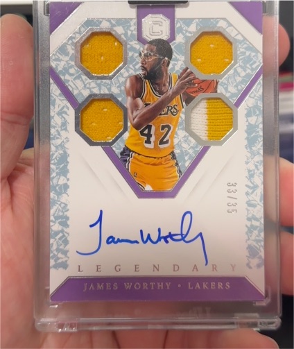 2018-19 Panini Cornerstones Legendary #Legendary Cornerstones Quad Patch Auto James Worthy — front
