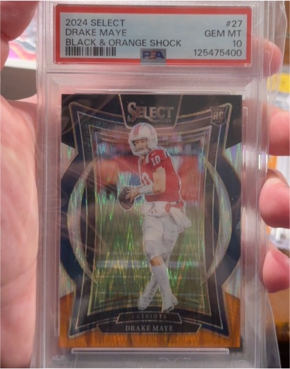 2024 Panini Select #27 Drake Maye Black & Orange Shock — front