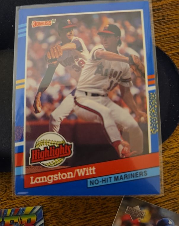 1991 Donruss Highlights Langston/Witt No-Hit Mariners — front