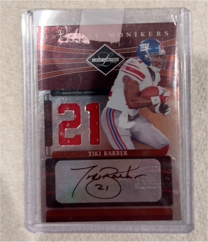 2006 Leaf Limited Material Monikers #MM-21 Tiki Barber — front