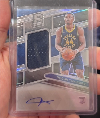 2023-24 Panini Spectra #215 Oscar Tshiebwe Rookie Patch Auto — front