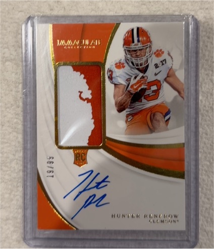 2019 Panini Immaculate #? Hunter Renfrow Rookie Patch Auto RC — front