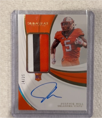 2019 Panini Immaculate #? Justice Hill Rookie Patch Auto — front