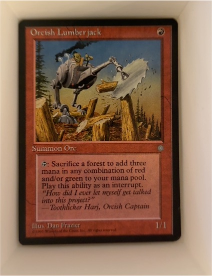 1995 Magic: The Gathering #210 Orcish Lumberjack — front