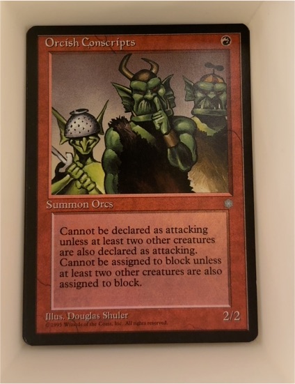 1995 Magic: The Gathering Ice Age #206 Orcish Conscripts — front