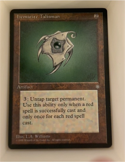 1995 Magic The Gathering Ice Age Hematite Talisman — front
