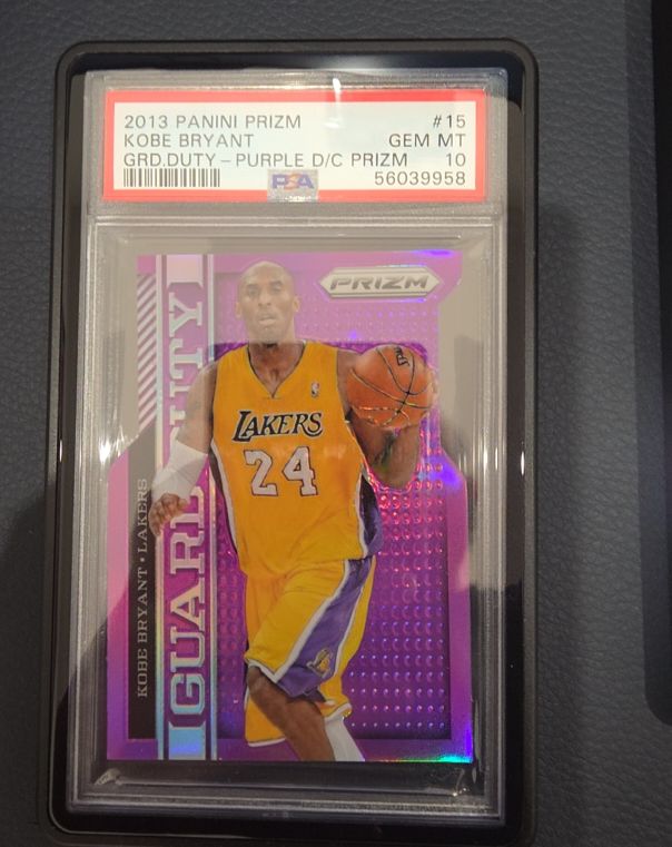 2013 Panini Prizm #15 Kobe Bryant Guard Duty Purple Die-Cut Prizm — front
