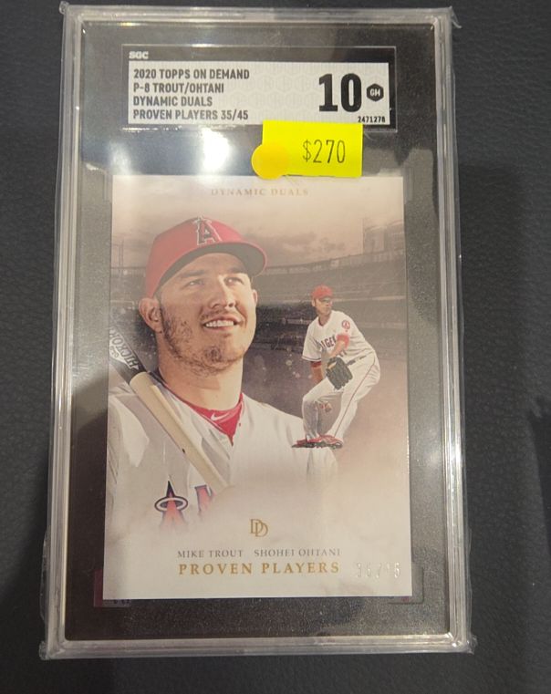 2020 Topps On Demand P-8 Trout/Ohtani Dynamic Duals Proven Players 35/45 — front