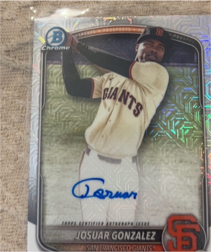 2025 Bowman Chrome #BMA-JG Josuar Gonzalez — front