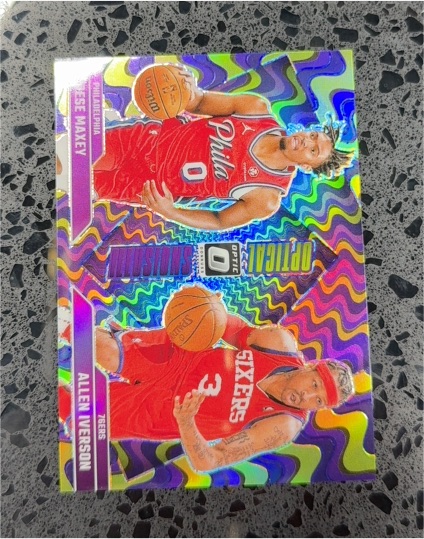 2024-25 Panini Donruss Optic Optical Illusions #3 Tyrese Maxey Allen Iverson — front