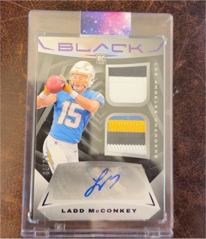 2024 Panini Black #RSM-11 Ladd McConkey Rookie Patch Autograph — front