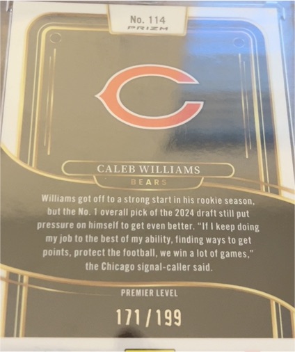 2024 Panini Select Premier Level #114 Caleb Williams — front