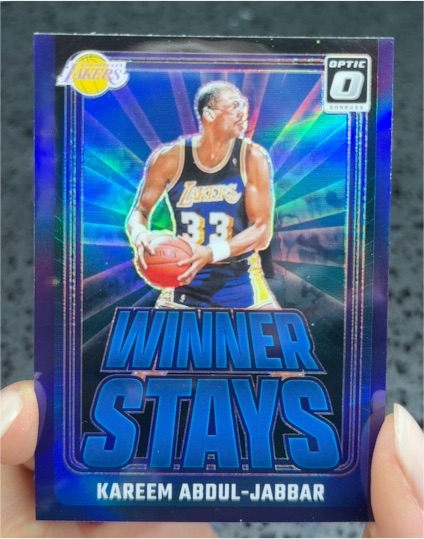 2024-25 Donruss Optic #14 Kareem Abdul-Jabbar Winner Stays Purple Prizm — front