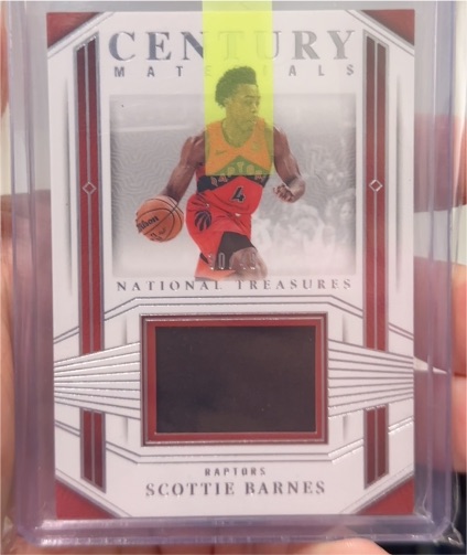 2023-24 Panini National Treasures Century Materials Patch Scottie Barnes — front