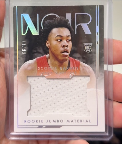 2021-22 Panini Noir #RJM-SBA Scottie Barnes Rookie Jumbo Material — front