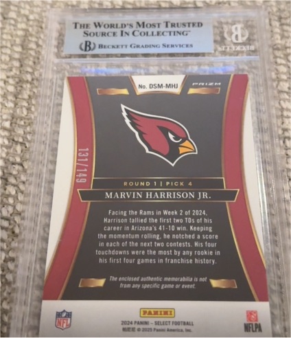2024 Panini Select Draft Selection Memorabilia #DSM-MHJ Marvin Harrison Jr. — front