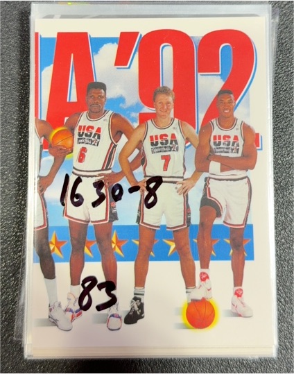 1991-92 Skybox #546 Team USA 3 Patrick Ewing Larry Bird Scottie Pippen — front