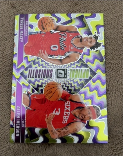 2024-25 Panini Donruss Optic #3 Optical Illusions Tyrese Maxey Allen Iverson — front