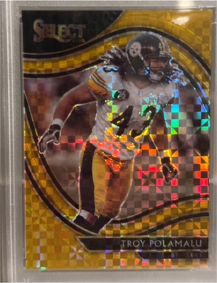 2020 Panini Select #Troy Polamalu Gold Checker Prizm — front