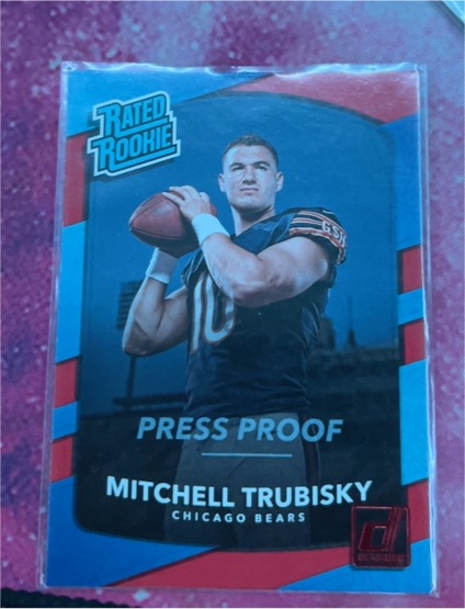 2017 Panini Donruss #328 Mitchell Trubisky Rated Rookie Press Proof Blue — front