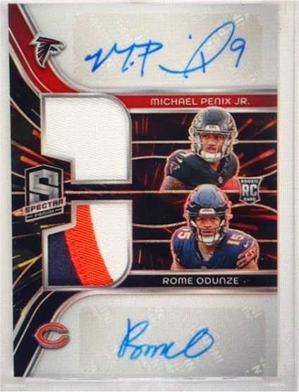 2024 Panini Spectra Michael Penix Jr. Rome Odunze Rookie Dual Patch Auto — front