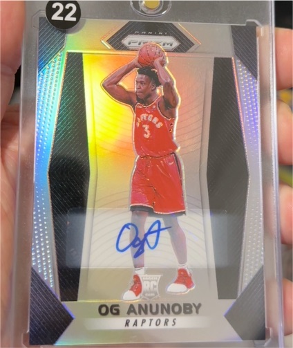2017-18 Panini Prizm #38 OG Anunoby Rookie Silver Prizm Auto — front