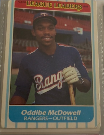 1986 Fleer League Leaders #23 Oddibe McDowell — front