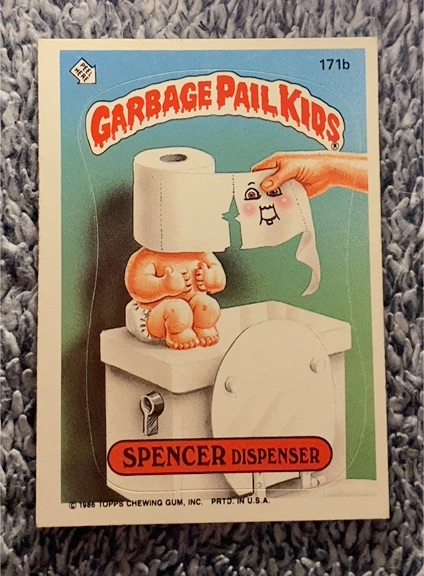 1986 Topps Garbage Pail Kids #171b Spencer Dispenser — front
