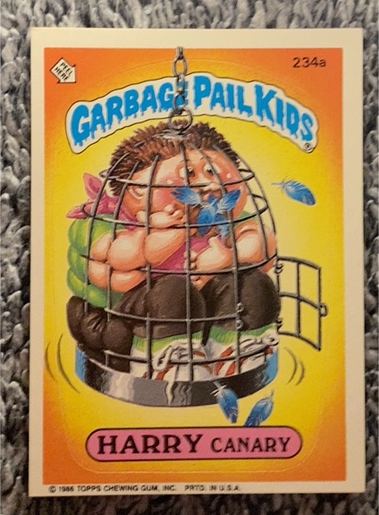 1986 Topps Garbage Pail Kids Series 6 #234a Harry Canary — front