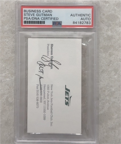 Steve Gutman New York Jets Business Card Signed — front
