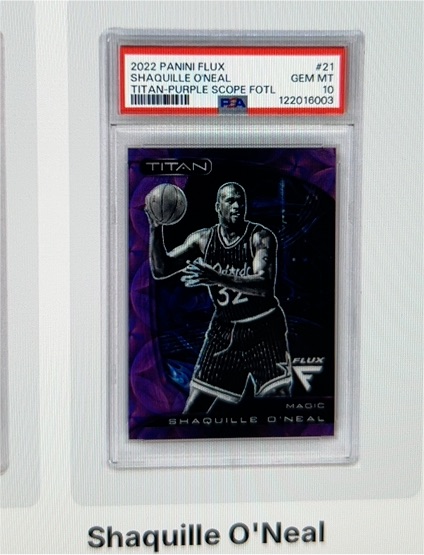 2022 Panini Flux #21 Shaquille O'Neal Titan-Purple Scope FOTL — front