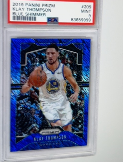 2019 Panini Prizm #209 Klay Thompson Blue Shimmer — front