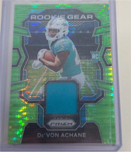 2023 Panini Prizm #RG-DA De'Von Achane Rookie Gear Silver Prizm — front