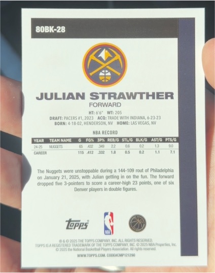 2025 Topps #80BK-28 Julian Strawther — front