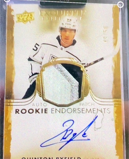 2021-22 Upper Deck Exquisite Collection Rookie Endorsements #RPA Quinton Byfield — front