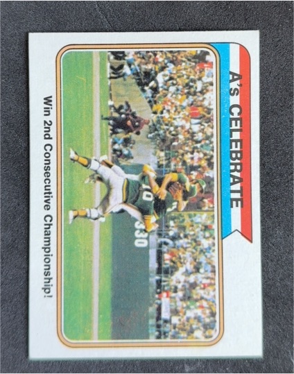 1974 Topps #479 A's Celebrate - Win 2nd Consecutive Championship! — front