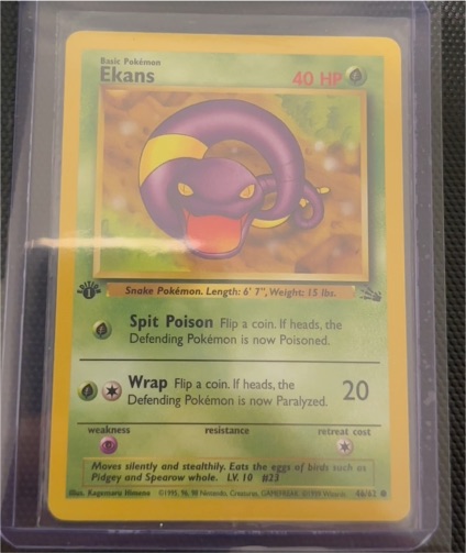 1999 Pokémon Fossil #46 Ekans — front