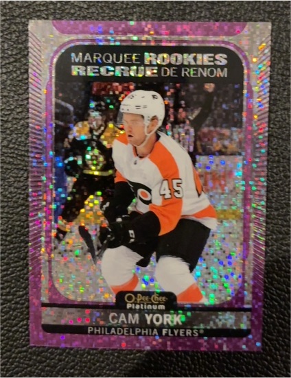 2021-22 O-Pee-Chee Platinum #213 Cam York Marquee Rookie Violet Pixels — front