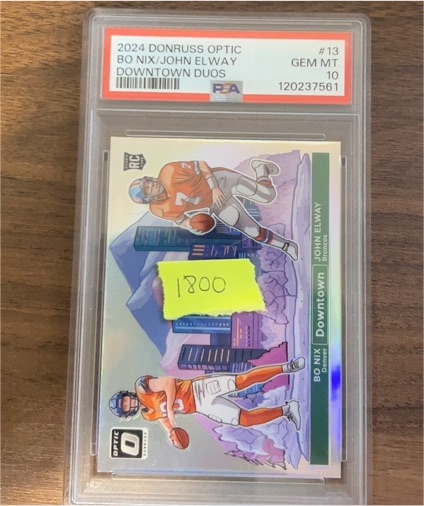 2024 Donruss Optic #13 Bo Nix/John Elway Downtown Duos — front